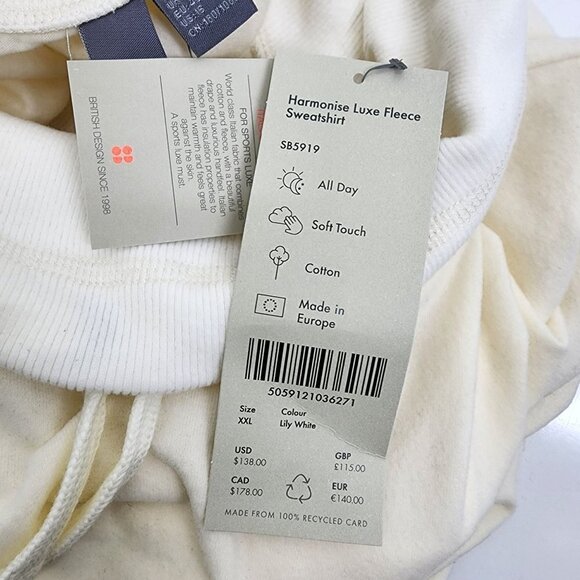 NWT Sweaty Betty Harmonise‎ Luxe Fleece White Pullover Sweatshirt Size XXL - Picture 8 of 12